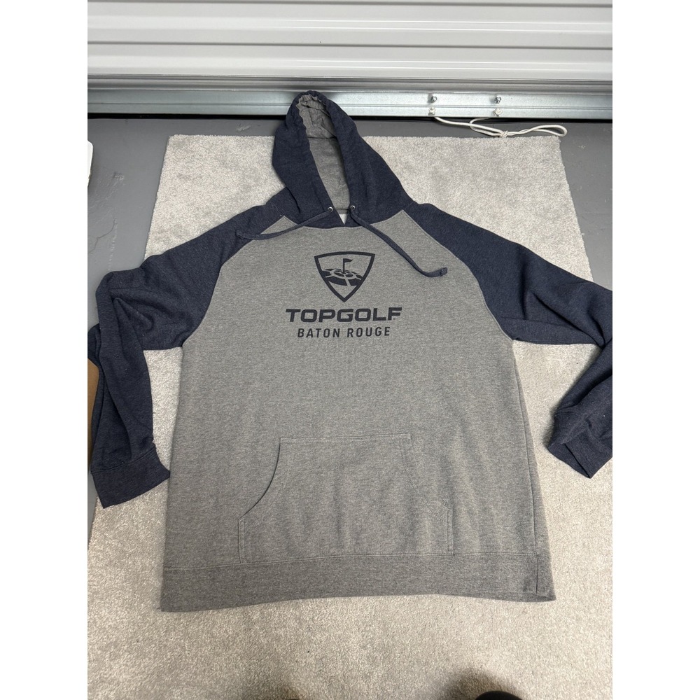 Top Golf Hoodie Baton Rouge Mens 2XL Fleece Pullover Sweatshirt Gray Navy Golf
